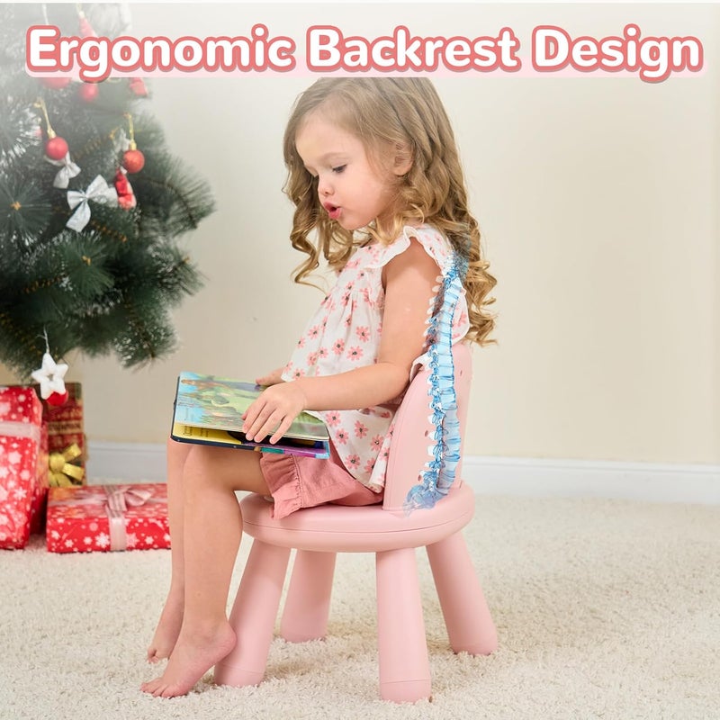 KidBloom Toddler Chair, Sturdy Anti-Tip Kids Chair, Lightweight Small Plastic Child Chair for Toddlers 1-3, Rainbow Backrest Ergonomic Design, Pink - Image 5